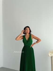 Rochie eleganta lunga plisata cu insertii sclipitoare - Img 3