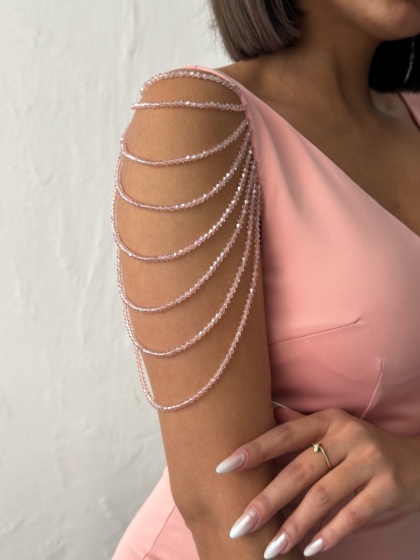 Rochie eleganta lunga tip sirena accesorizata cu lantisoare - Img 6