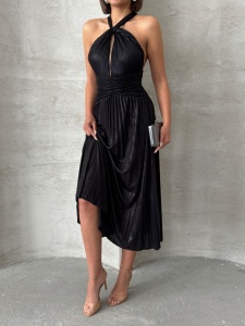 Rochie eleganta plisata cu aspect lucios - Img 2
