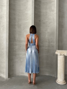 Rochie eleganta plisata cu aspect lucios - Img 3