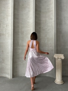 Rochie eleganta plisata cu aspect lucios - Img 5