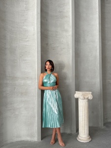 Rochie eleganta plisata cu aspect lucios - Img 7
