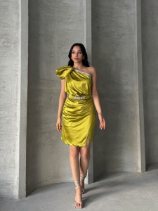 Rochie eleganta scurta din satin cu strasuri - Img 4