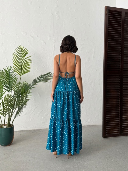 Rochie lunga cu imprimeu buline - Img 4