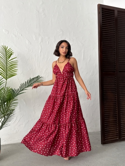 Rochie lunga cu imprimeu buline - Img 4