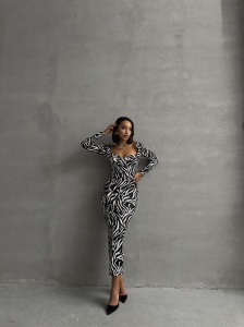 Rochie lunga cu print animal - Img 2