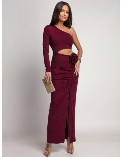 Rochie lunga din lycra cu accesoriu tip pampon detașabil - Img 4