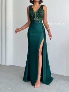 Rochie lunga eleganta cu detalii din paiete - Img 1