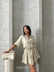 Rochie tip camasa cu elastic in talie - Img 4