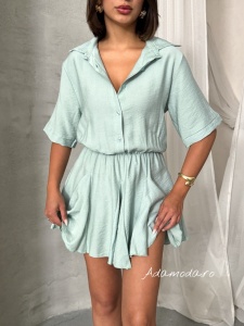 Rochie tip camasa cu elastic in talie - Img 6