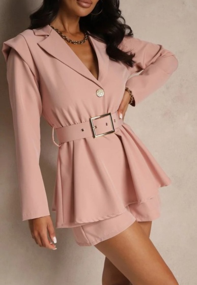 Salopeta scurta stil rochie cu accesoriu curea - Img 2
