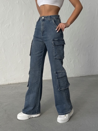 Blugi cargo elastici - Img 1