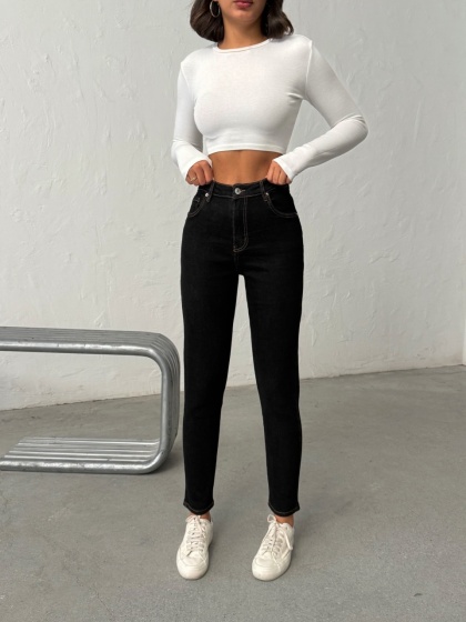 Blugi dama elastici cu cusaturi accentuate - Img 2