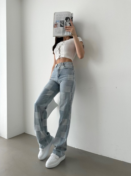 Blugi dama evazați in carouri - Img 6