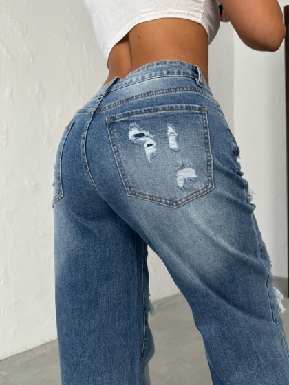 Blugi evazati cu rupturi - Img 6