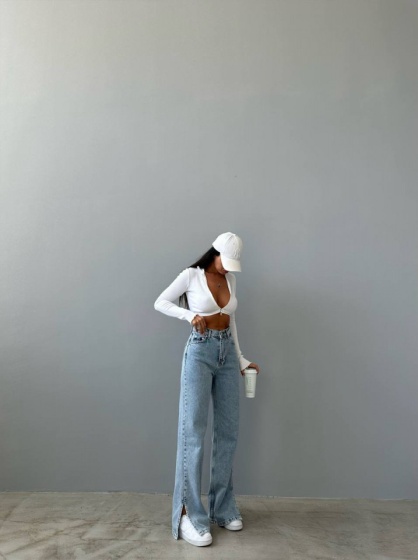 Blugi evazati desfacuti pe lateral - Img 3