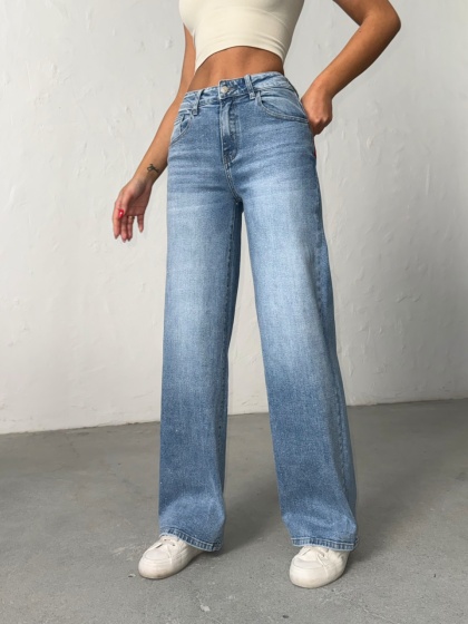 Blugi evazati elastici cu sclipici - Img 1