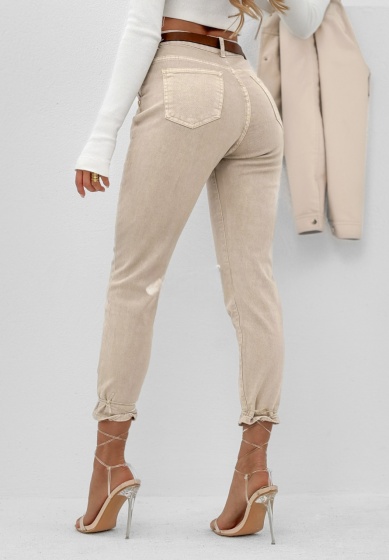 Blugi mom fit cu nasturi la buzunare - Img 3