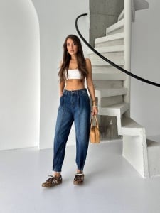 Blugi mom fit cu tiv ajustabil - Img 3