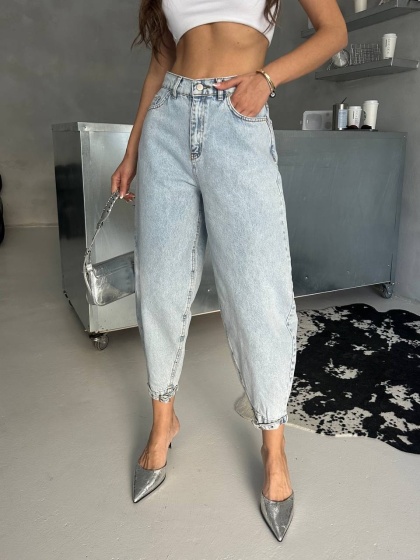 Blugi mom fit cu tiv ajustabil - Img 1