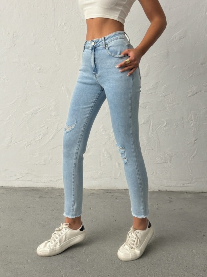 Blugi mom fit elastici cu rupturi - Img 2