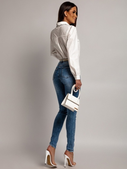 Blugi skinny elastici cu design simplu și croială slim - Img 2