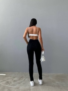 Blugi skinny elastici cu design simplu și croială slim - Img 2