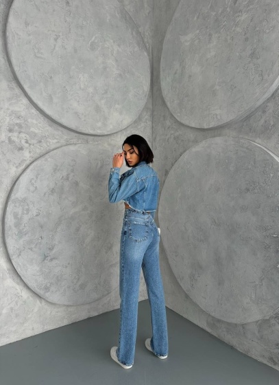 Blugi wide leg cu betelie petrecuta - Img 2