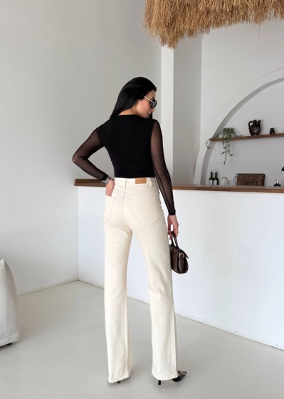 Blugi wide leg cu betelie petrecuta - Img 4