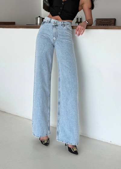 Blugi wide leg cu talie asimetrica