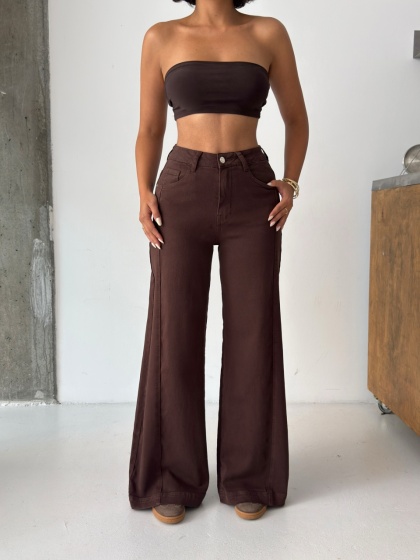 Blugi wide leg elastici cu croi extra evazat - Img 3
