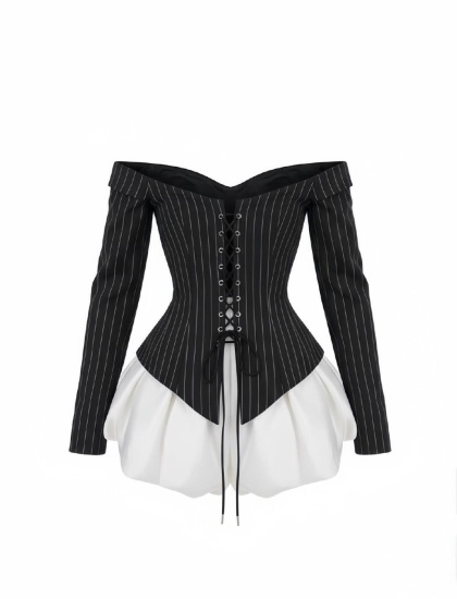 Compleu cu fusta gogosar si top tip corset  - Img 2