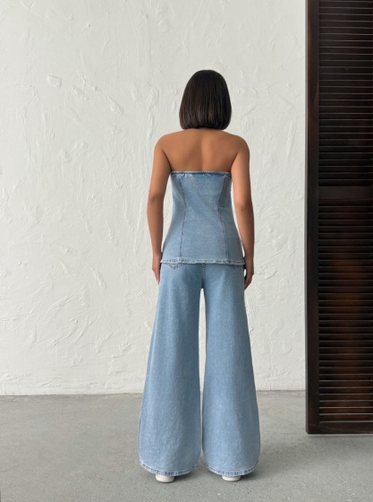 Compleu cu top si pantalon evazat - Img 2