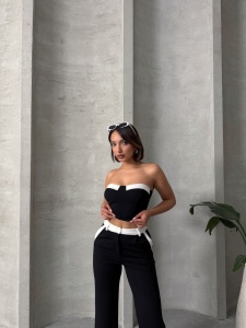 Compleu dama cu pantalon evazat si top - Img 7