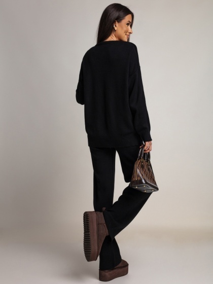 Compleu din tricot cu pantaloni evazati - Img 3