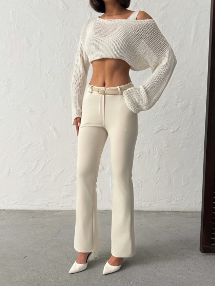 Pantaloni dama evazati cu accesoriu curea - Img 2