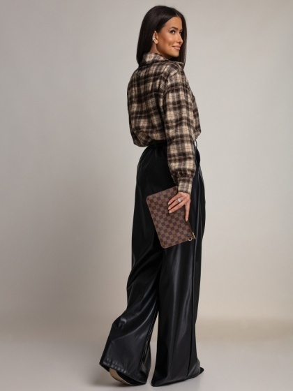 Pantaloni din piele ecologica wide leg - Img 3