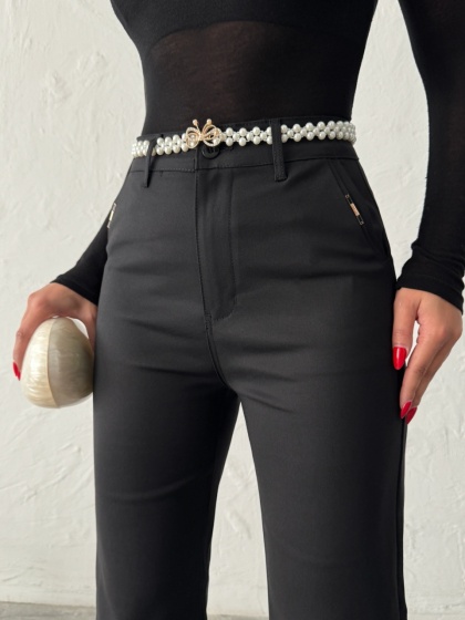 Pantaloni evazati cu accesoriu curea - Img 4