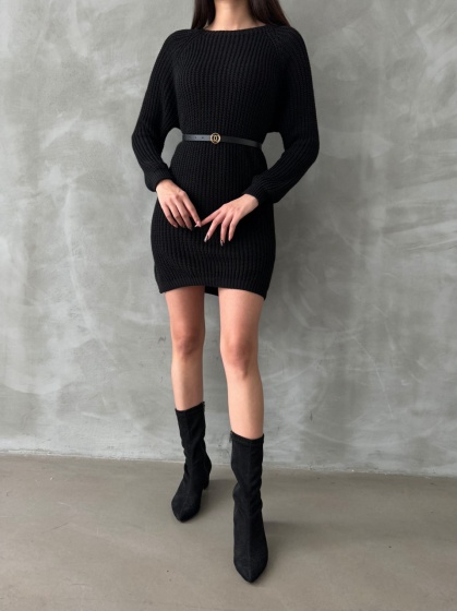 Pulover dama lung cu accesoriu curea - Img 2