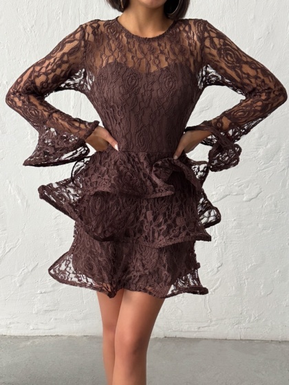 Rochie eleganta brodata cu volane - Img 1