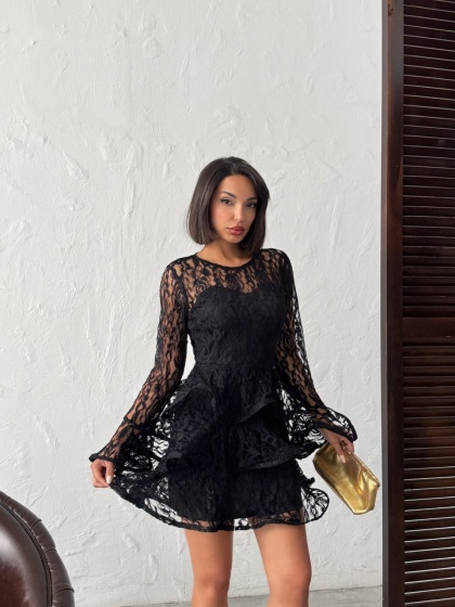 Rochie eleganta brodata cu volane - Img 6