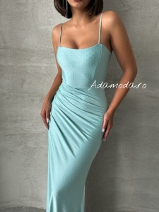 Rochie eleganta cu siret la spate accesorizata cu strasuri - Img 1
