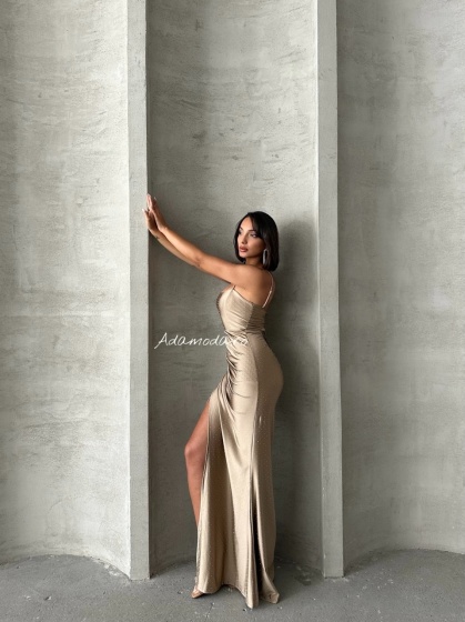 Rochie eleganta cu siret la spate accesorizata cu strasuri - Img 4