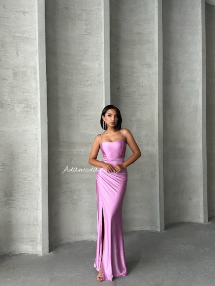 Rochie eleganta cu siret la spate accesorizata cu strasuri - Img 5