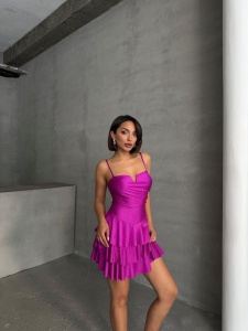 Rochie eleganta cu volane si aplicatii din strasuri - Img 6