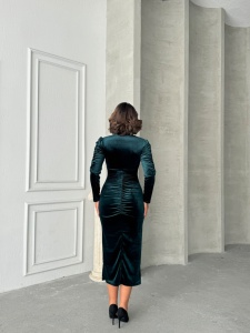 Rochie eleganta din catifea cu mâneci bufante - Img 2