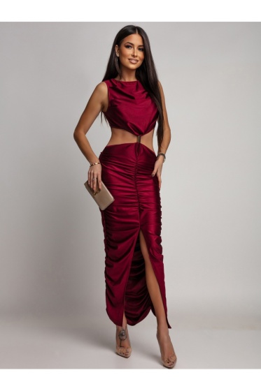 Rochie elegantă din lycra, cu detaliu metalic și drapaj - Img 2