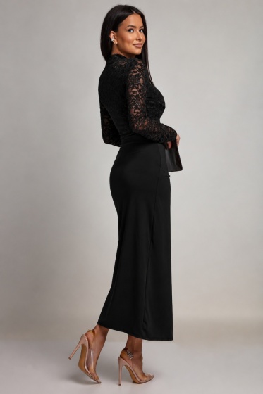 Rochie elegantă din lycra și dantelă catifelată - Img 2