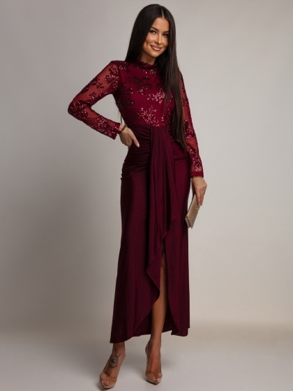 Rochie elegantă din lycra și tulle cu paiete