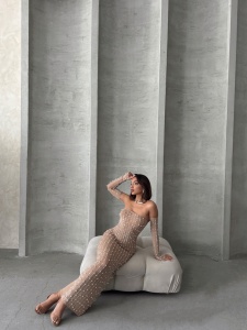 Rochie eleganta din tul cu maneci detasabile accesorizata cu perle si strasuri - Img 9